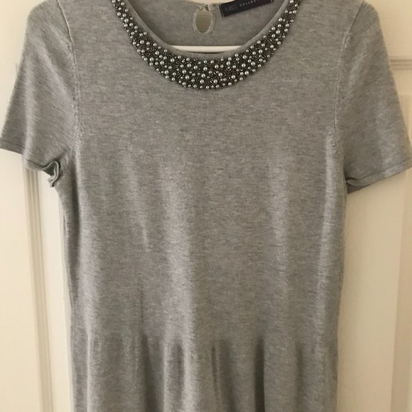 Like New M & S Collection Women's Sweater with Beaded Neckline, Size US 8 - Picture 1 of 4